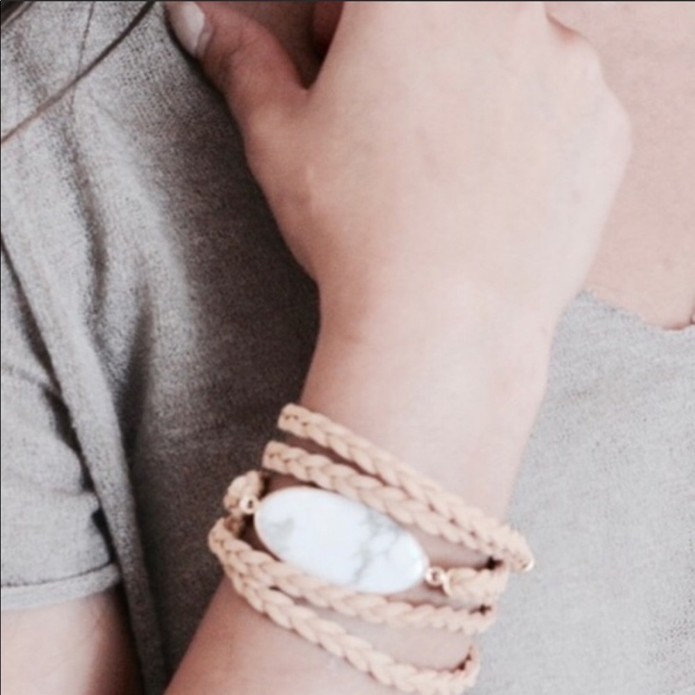 Natural Stone and Faux suede Bracelet